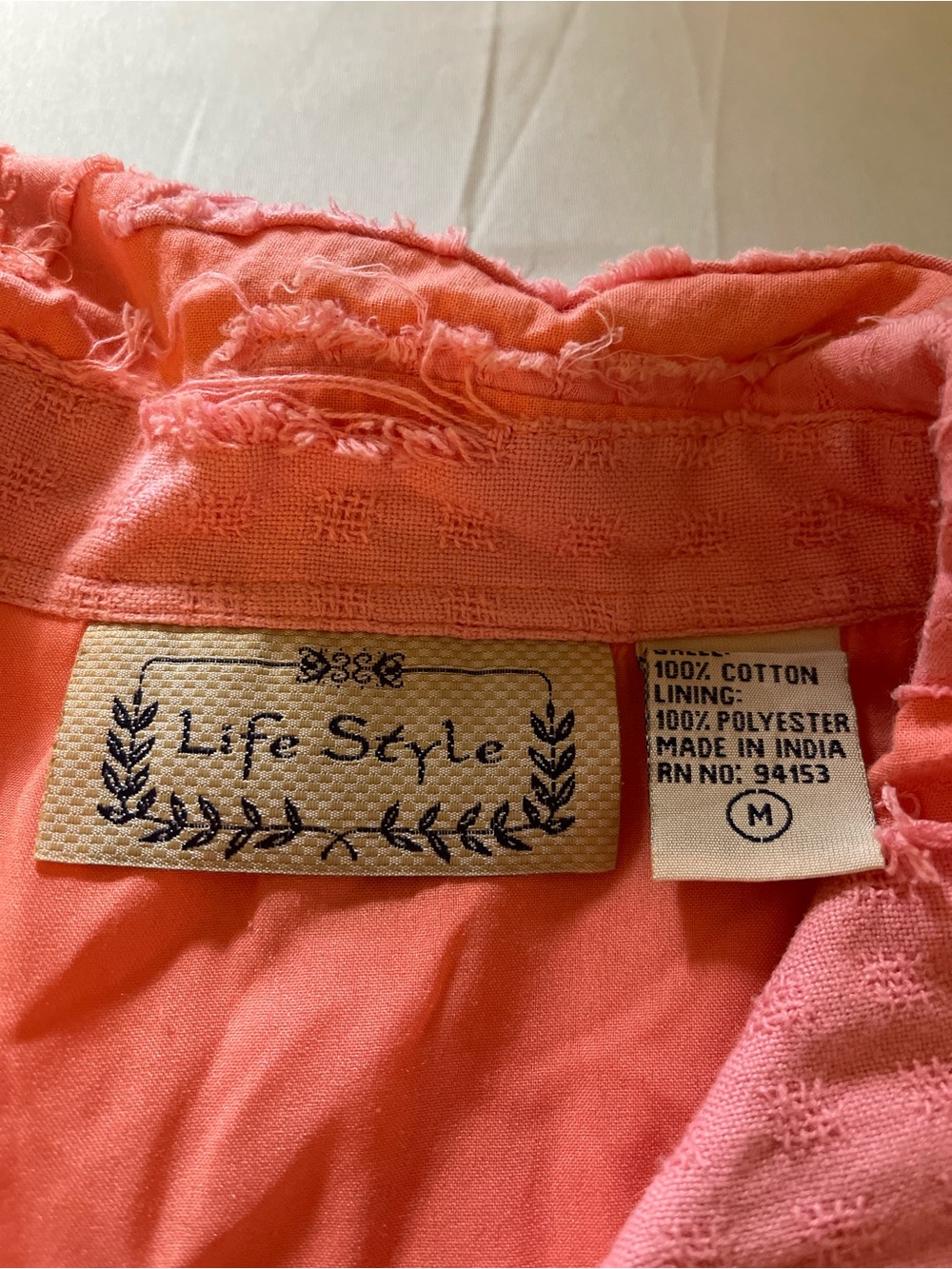 Life Style Patchwork Jacket Women’s M Coral Boho Raw Edge Cropped Coat 19x21 - Picture 8 of 8